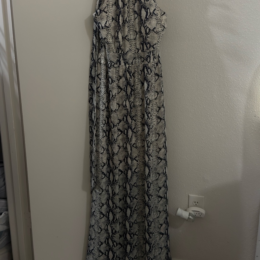 Ark & Co Black and Cream Snake-Print Maxi